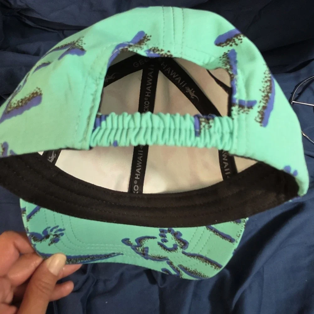 Vintage Gecko Hawaii Lizard Glasses ‎ AOP All Over Print Strapback Hat OSFM Teal